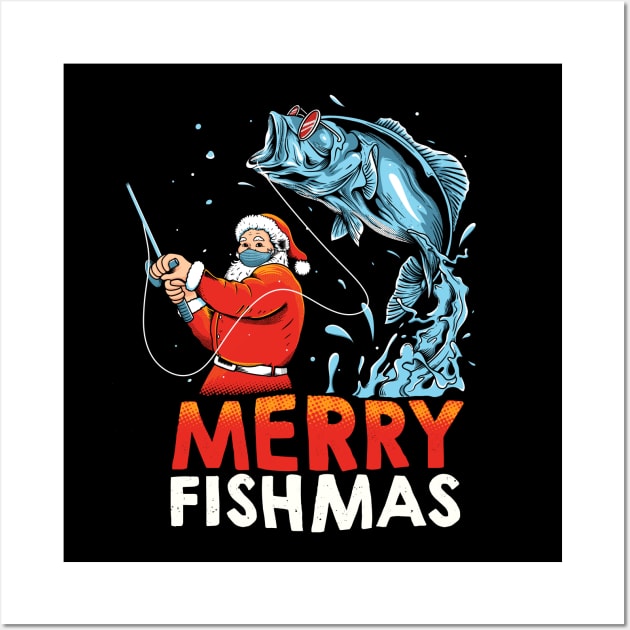 Merry Fishmas – XMAS Santa Christmas gift Wall Art by TeeGuarantee